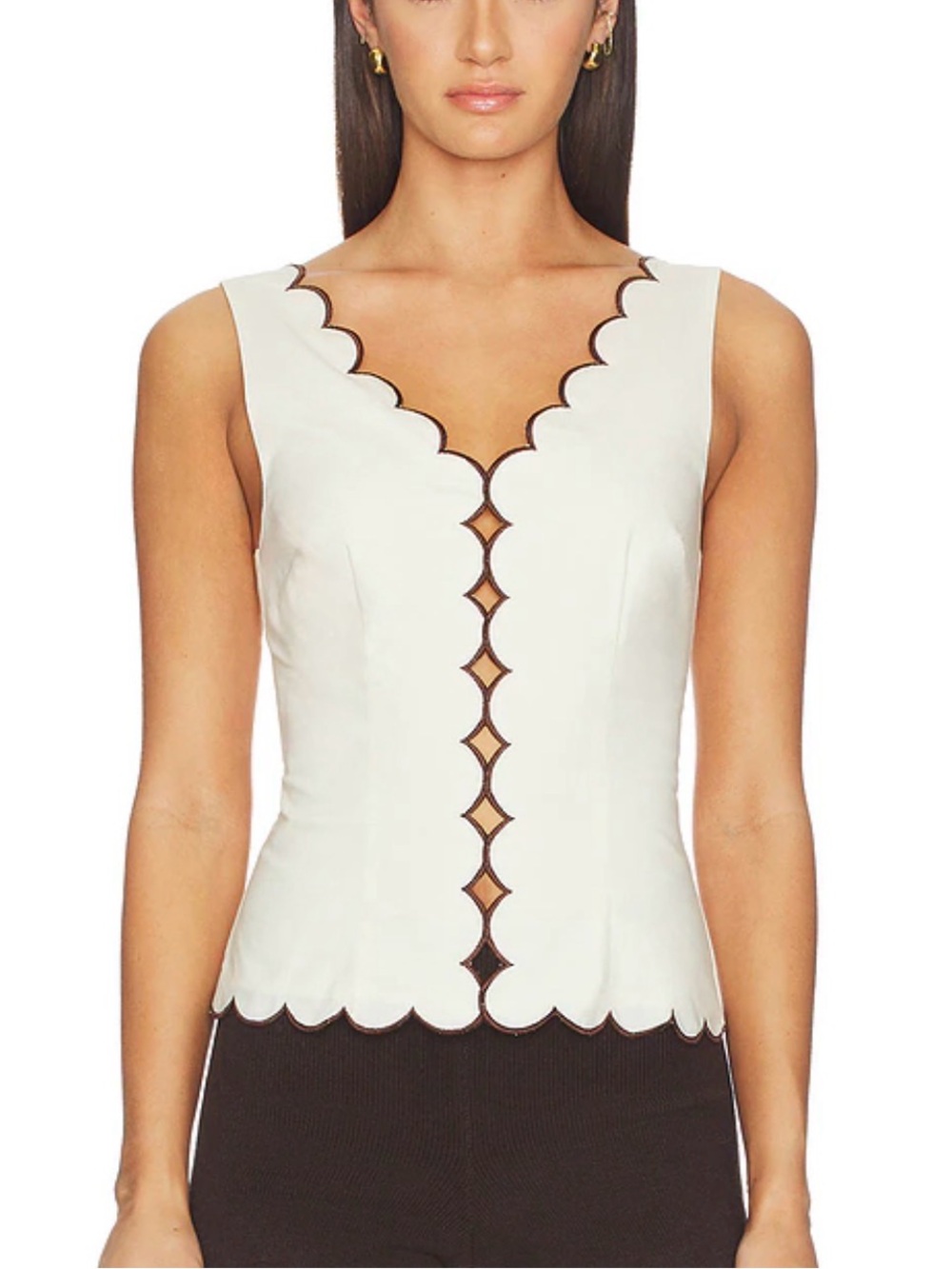 Tularosa Samara Top in Ivory & Dark Brown